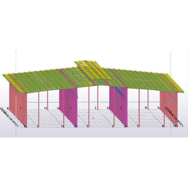 Steel structure workshop interior view