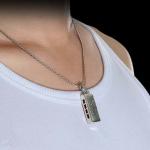 Retro Mens Sterling Silver Necklace with Mouth Organ Pendant and Wheat Chain