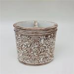 Floral Debossed Polyresin Bathroom Accessories Countertop Toothbrush Tumbler Set