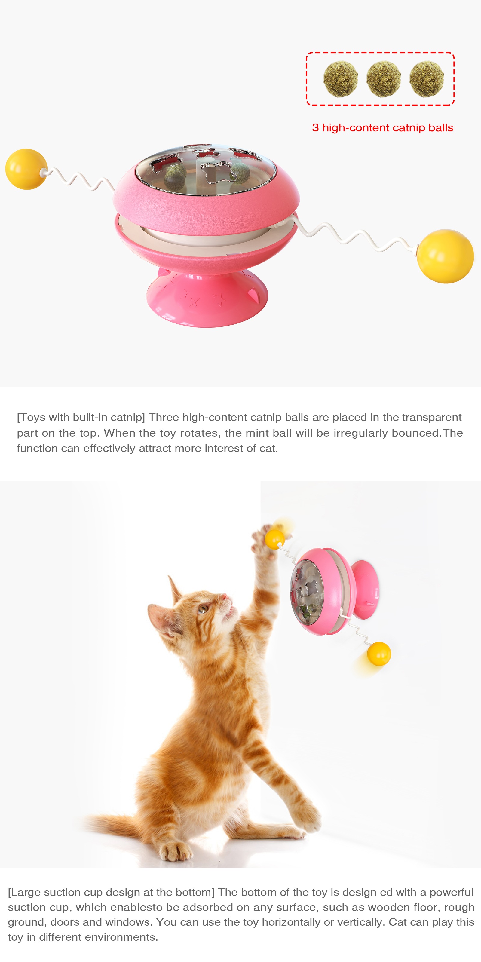 Wholesale Pet Cat Toys Catnip Spinning Ball Toy Turntable Bite Resistant Toy Ball Interactive Cat Rod Wire Cat Supplies