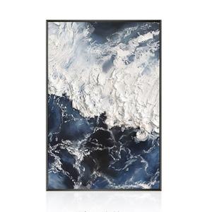 Wholesale Customized Size Accepted Large Canvas Hand Painted Oil Painting of Gold Foil Blue Ocean Sea Modern Abstract Wall Art from china suppliers