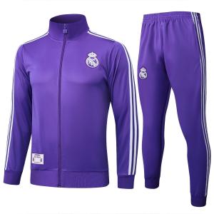 Wholesale Real Madrid Purple Long Sleeved Football Training Suit Team Style Support from china suppliers