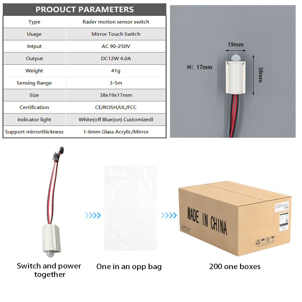 12V 4A Small Infra-red Human Body Induction Kitchen Cabinet Sensor Switch For LED Light Door Cabinet