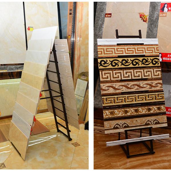 Two Sides Quartz Stone Display Stand Luminous Ceramic Tile Stone Floor Display