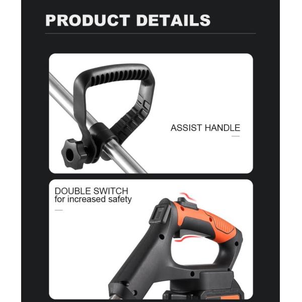 2000mAh Battery Operated Weed Eater , Anti Slip Cordless String Trimmer With Wheels