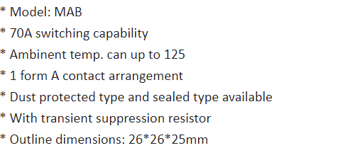 New Energy Relay MAB high load current for Charging Pile, Energy Storage, Electric Vehicle
