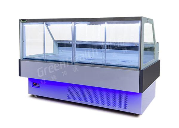 Transparent Glass Square Refrigerated Deli Showcase Single Temperature R404a