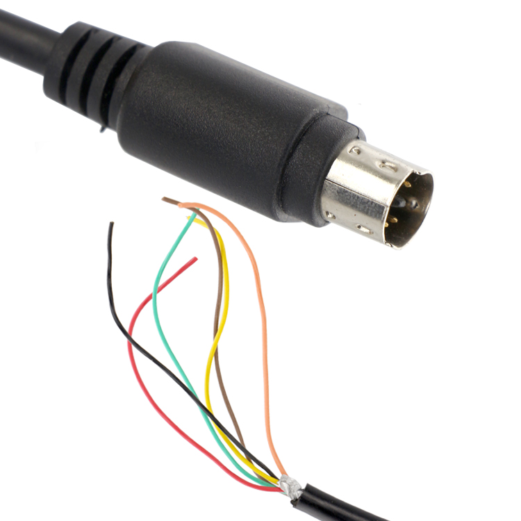 Customization 6 7 8 PIN MINI DIN to Pigtail Open Tinned Wire Cable