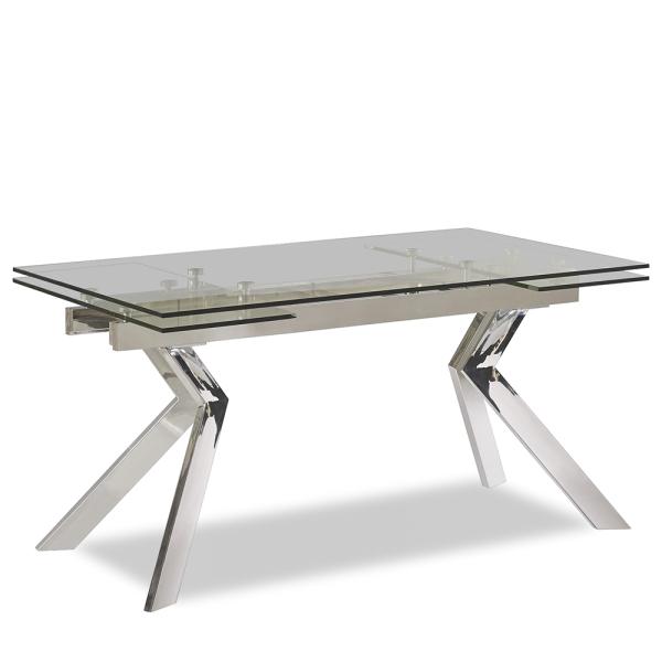 Fashion Rotated Stainless Steel Living Furniture Western Style Tempered Glass Dinning Table Sets