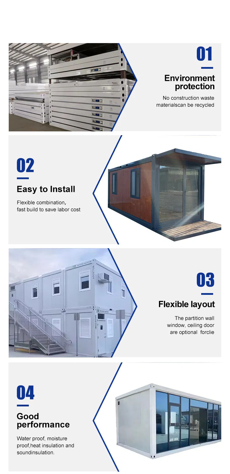 Modern Steel Frame Flat Pack Container House for Office Workspaces