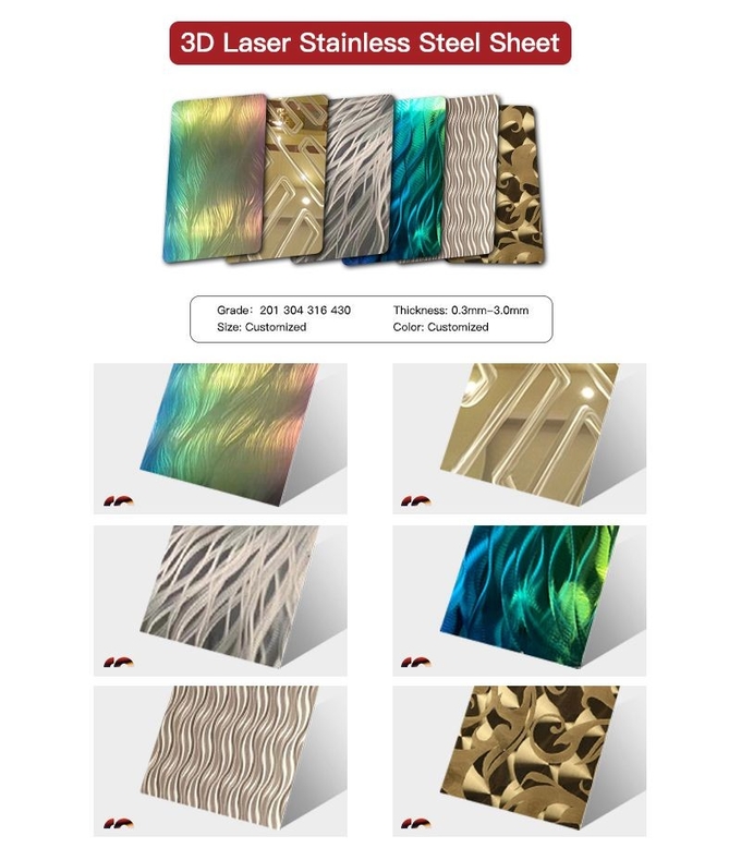 304 316 Art Pattern 3D Laser Finish Stainless Steel Decorative Sheet For Shopping Mall