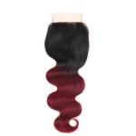 Brazilian 4x4 Lace Closure 1b 99j Burgundy Body Wave Closure Ombre Color