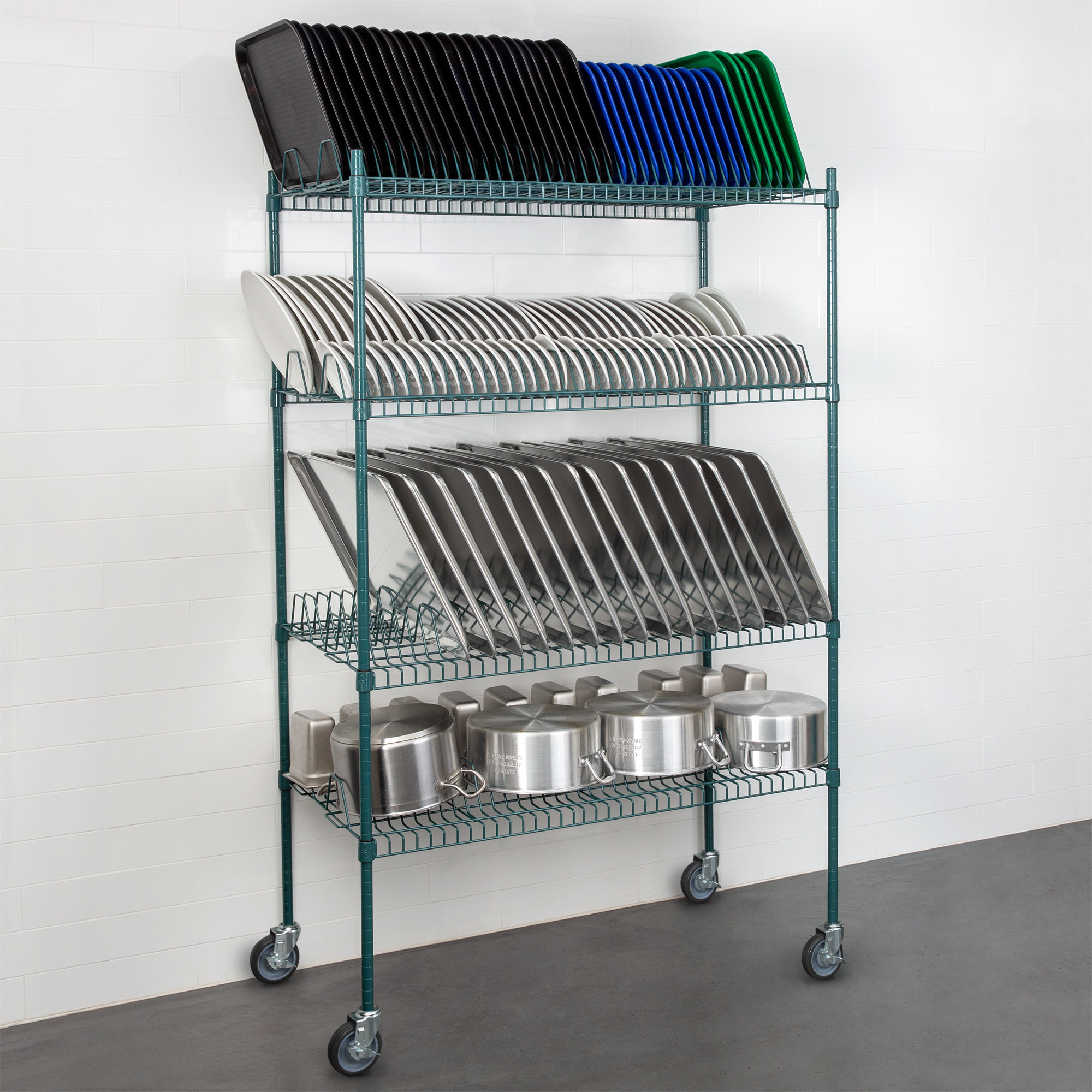 4 Levels Freestanding Drying Rack For Dining Essentials Store Sheet Pans , Trays Drying Wire Shelving For Kitchen