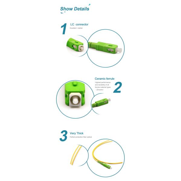FTTH SC / APC To SC / APC SM 1 Cord G652D Fiber Optic Cable