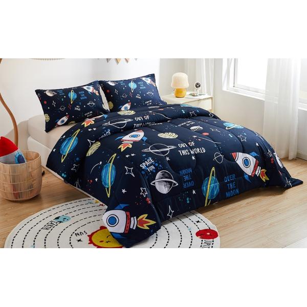 5 Piece Childrens Bedding Sets Twin Size Space Rocket Bedding Set Home Textile Products