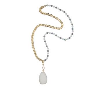 Wholesale Natural Gemstone Druzy Pendant Healing Beads Necklace 8mm With Gold Chain from china suppliers