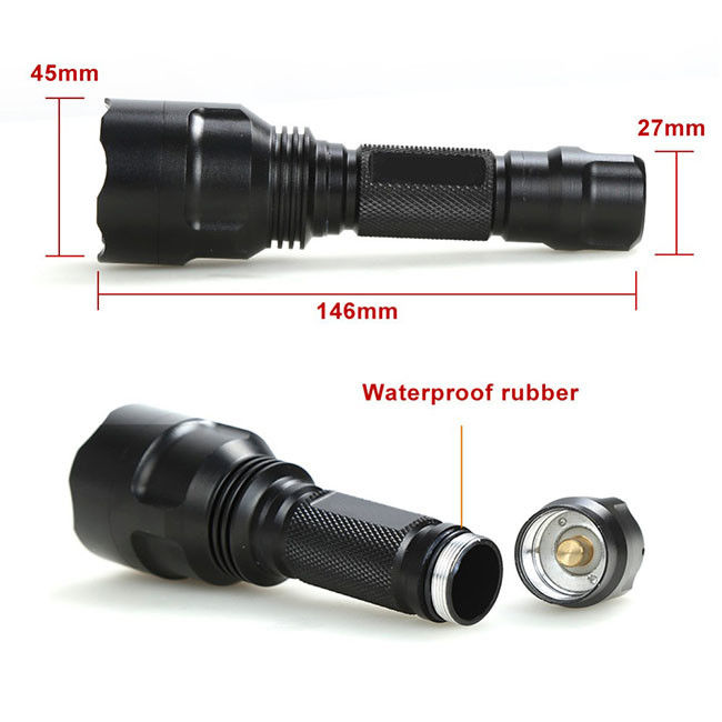 5W 200m Zoomable Tactical Flashlight 2200mAh 18650 Rechargeble Battery