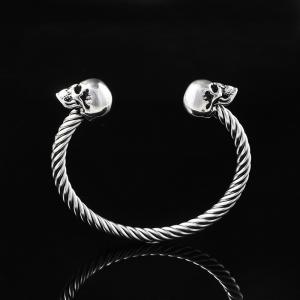 Wholesale Mighty Opening Double Skull Stainless Steel Twisted Wire Men's Explosive Bracelet from china suppliers