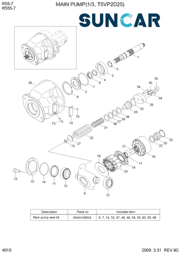 K3V63DT Main Pump Seal Kit Hydraulic Pump Repair Kit For KAWASAKI K3V63DT HYUNDAI R160LC-7 R160LC-7A R180LC-7 R180LC-7A