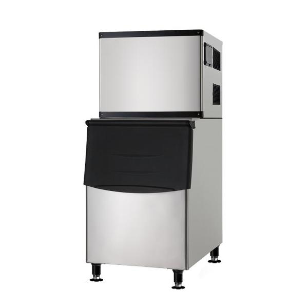 Commercial Kitchen Cafe Stainless Steel Ice Cube Maker Machine 450 Lbs/24H 3-Year Warranty 220V Core Pump Motor Refrigerator