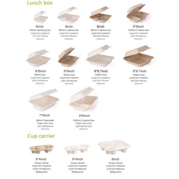 Disposable Food Grade Takeout Drinkware Sugarcane Bagasse Pulp Cup With Lid For Drink Coffee