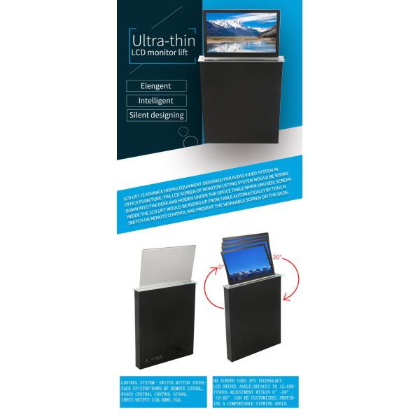 23.8" Touch Screen Table LCD Monitor Lift Motorized Conference System Solution