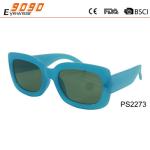 Fashion rectangle sunglasses with blue frame,made of plastic,suitable for men