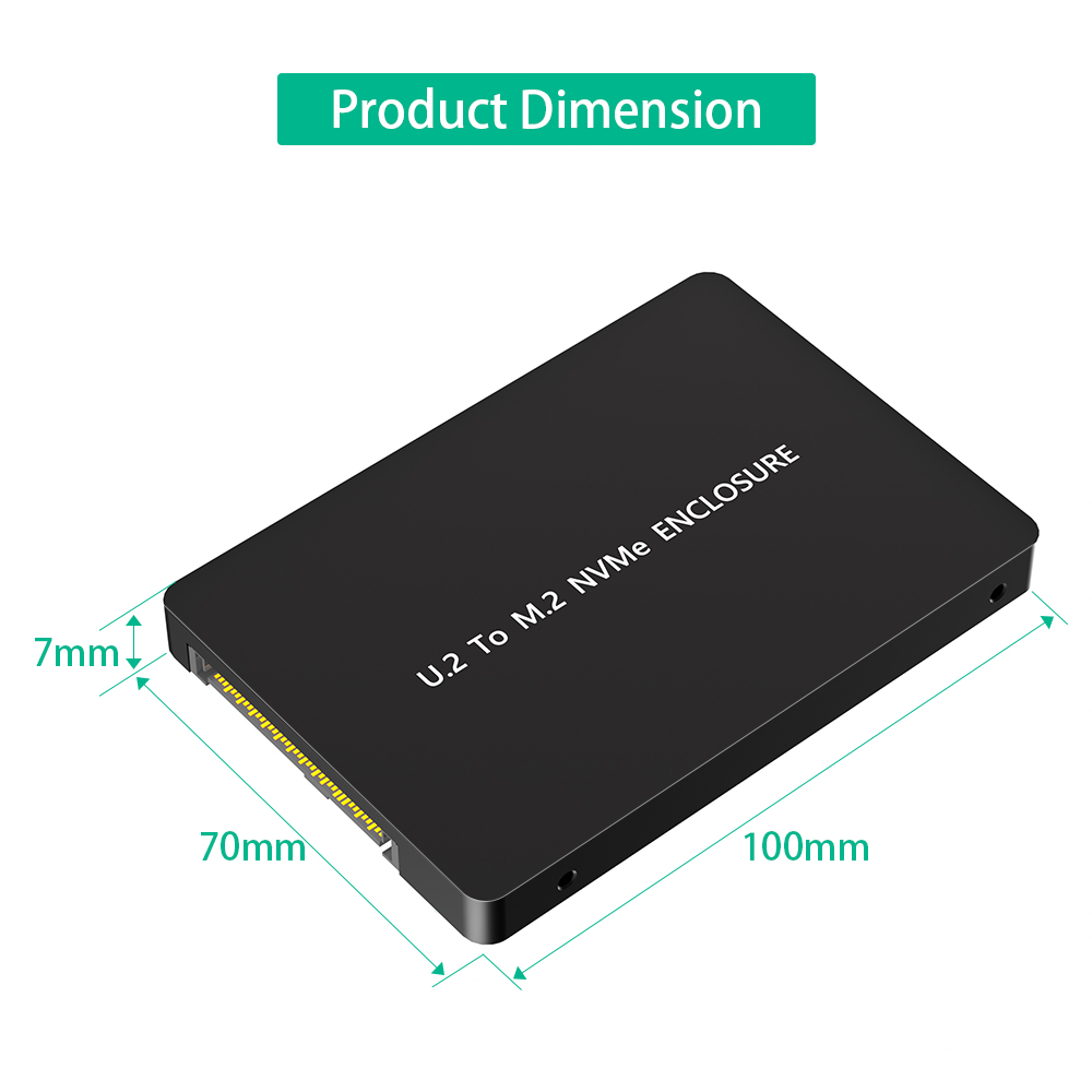 M.2 NVMe to U.2 SSD Adapter 100x70mm Black PCBA