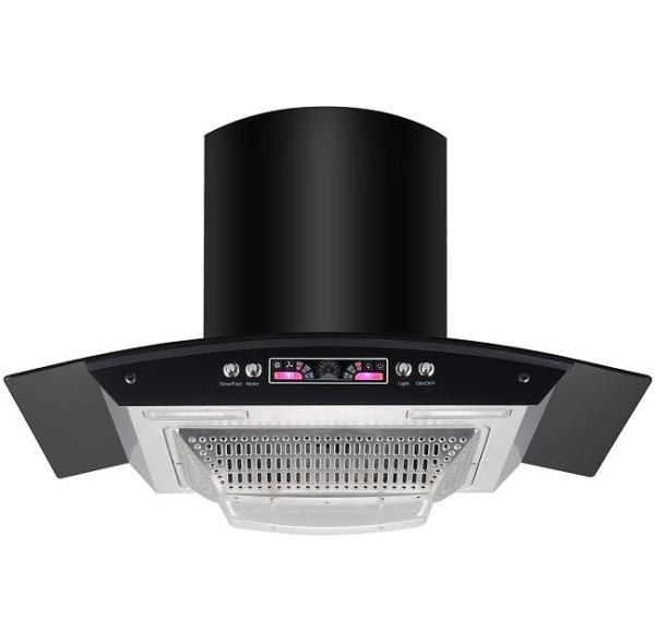 Electric Arc Glass Chimney Hood Stainless Steel Housing App Controlled Kitchen