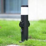 Black Stainless Steel Electrical Power Sockets Outdoor Garden Power Outlet LED