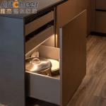 Modern Style Island u kitchen cabinets E0 Grade Wood Veneer and High Gloss