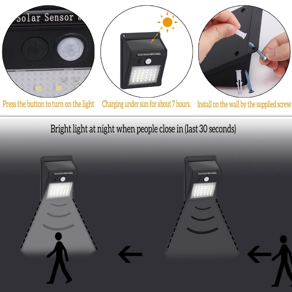 Outdoor Wireless Solar Rechargeable Light With PIR Motion Sensor