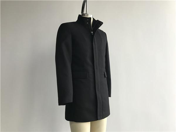 Cavalry Twill Mens Medium Trench Coat Black Color Zip Through Funnel Collar