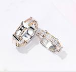 4.5g 6.5g 18K Gold Diamond Rings Couples Cross Promise Rings