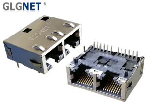 Wholesale 1x2 Magnetic Dual Rj45 Jack Tab Down With Integrated Magnetic LED Available from china suppliers