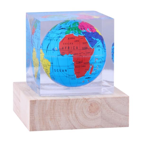 Polygonal Cylindrical Plexiglass Crystal Globe Paperweight , Clear Resin