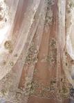 120cm Wide 3D Flower Lace Fabric , Polyester Bridal Metallic Gold Lace Fabric