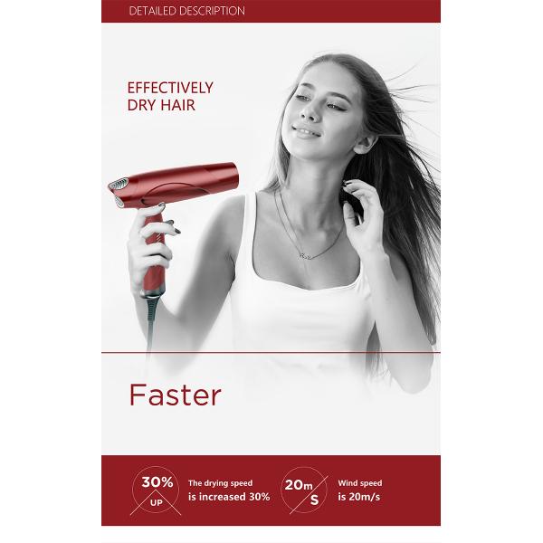 GUYLAND Hotel Hair Dryer 1800W Portable Foldable For Travel