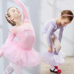 Children cotton and lace dance costumes girls long-sleeved ballet dance leotard