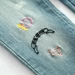 Stretch Girls Denim Clothes Jean Trousers With Custom Color Printed Embroidered