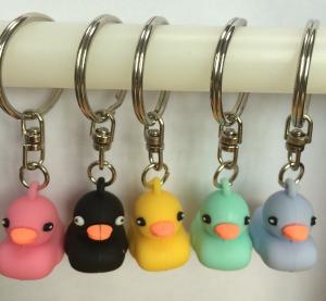 Wholesale Duck Key chain PVC soft rubber material colorful cute duck keychain from china suppliers