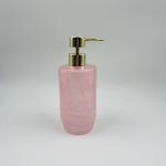Cloudy Pink Glass Modern Bathroom Accessories Set Round Shape Hand Soap