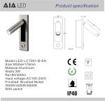 Contemporary embedded mounted Gold Brushed led wall lamps 3W led wall light led