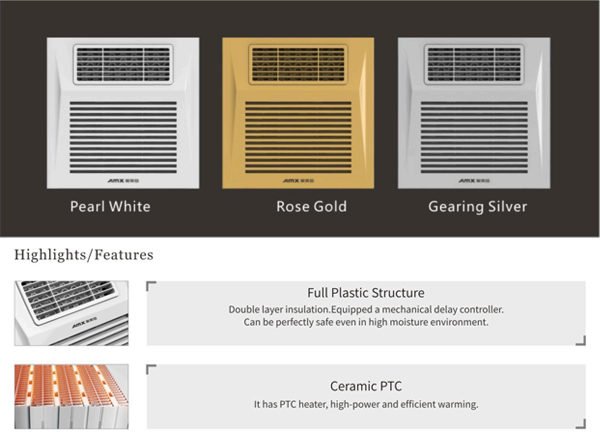 6 Inch Ceiling Mounted Ventilation Fan With Heater , Bathroom Exhaust Fan And Heater