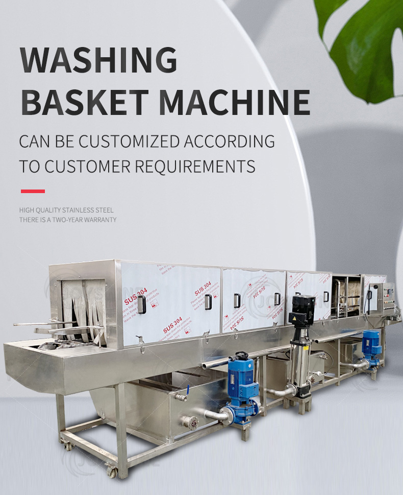 36kw Industrial Plastic Crate Washing Machine For Food Container Box Cleaning