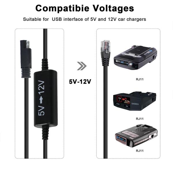 RJ45 to SAE Step-Up Power Cable for 9V/12V DC Devices