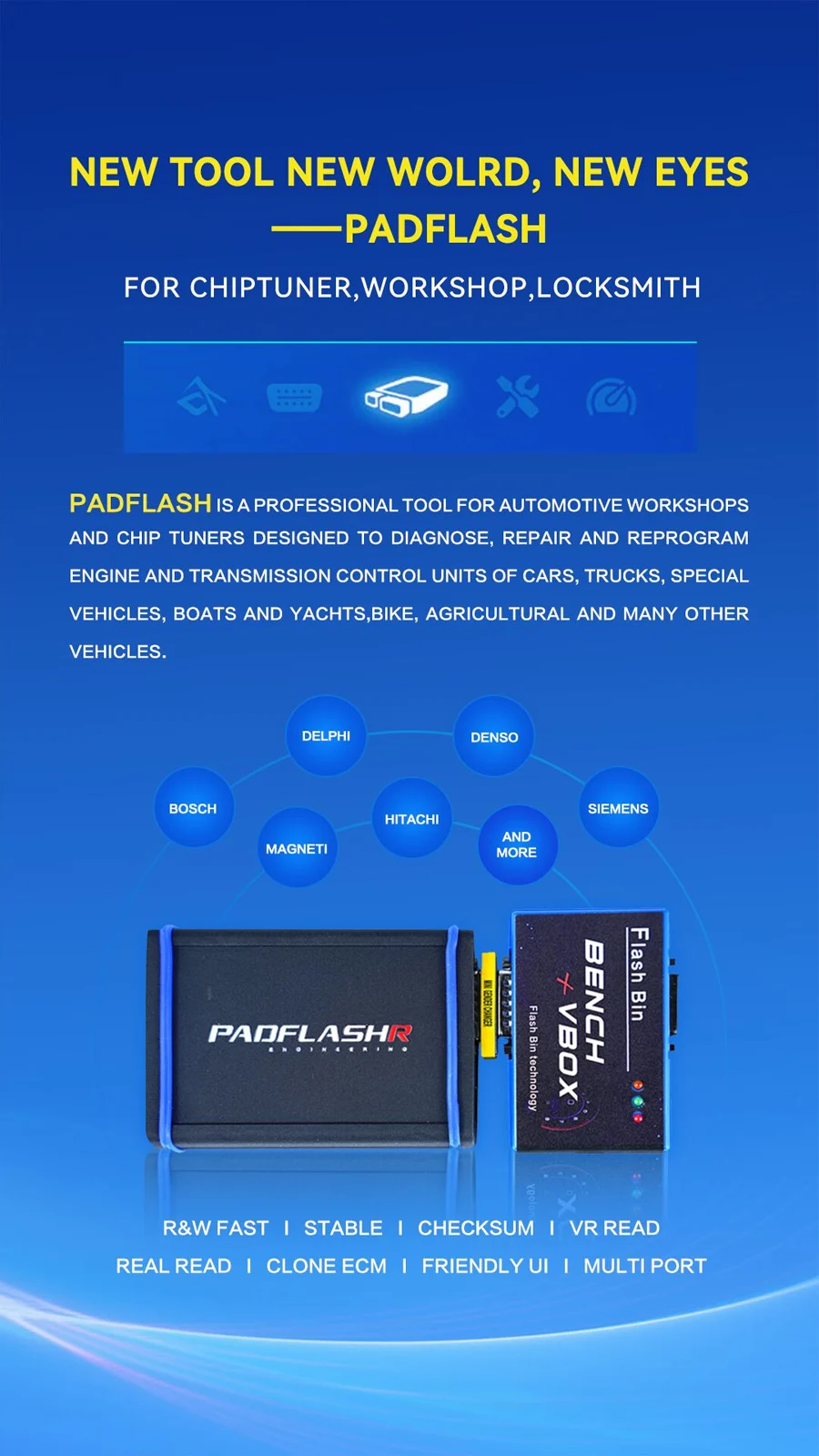 2025 PADFLASH PADFLASHR Full Version ECU TCU Programmer with USB Dongle OBD Bench Boot and Checksum Support