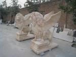 Front Door Granite 1.8m Height Sitting Lion Sculpture , Stone Carving Sculpture