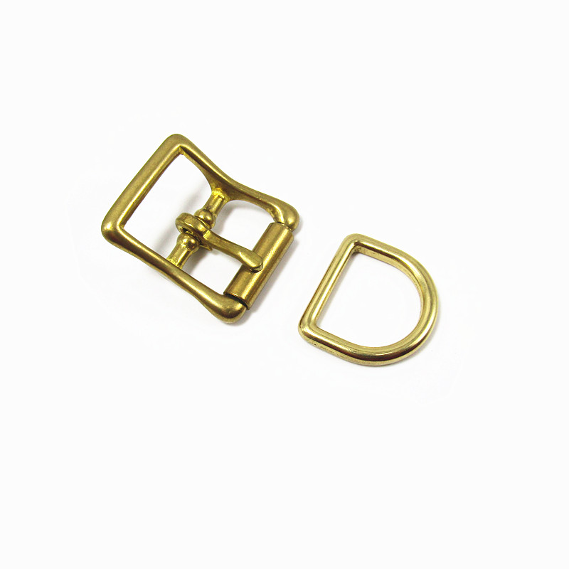 25mm High Quality Solid Brass Adjustable Slide Roller Buckle With D ring Sets For Pet Collar