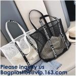 Mesh Tote Bag Customs Logo Printing Shopping Bag With Canvas Drawstring Bag,